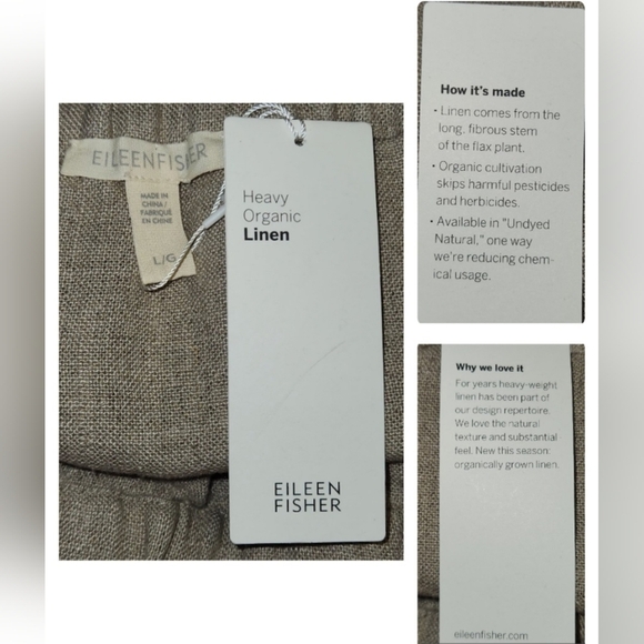 EILEEN FISHER Organic-Linen Midi Skirt Elastic Waist Drawstrings Khaki Size L - Picture 8 of 12